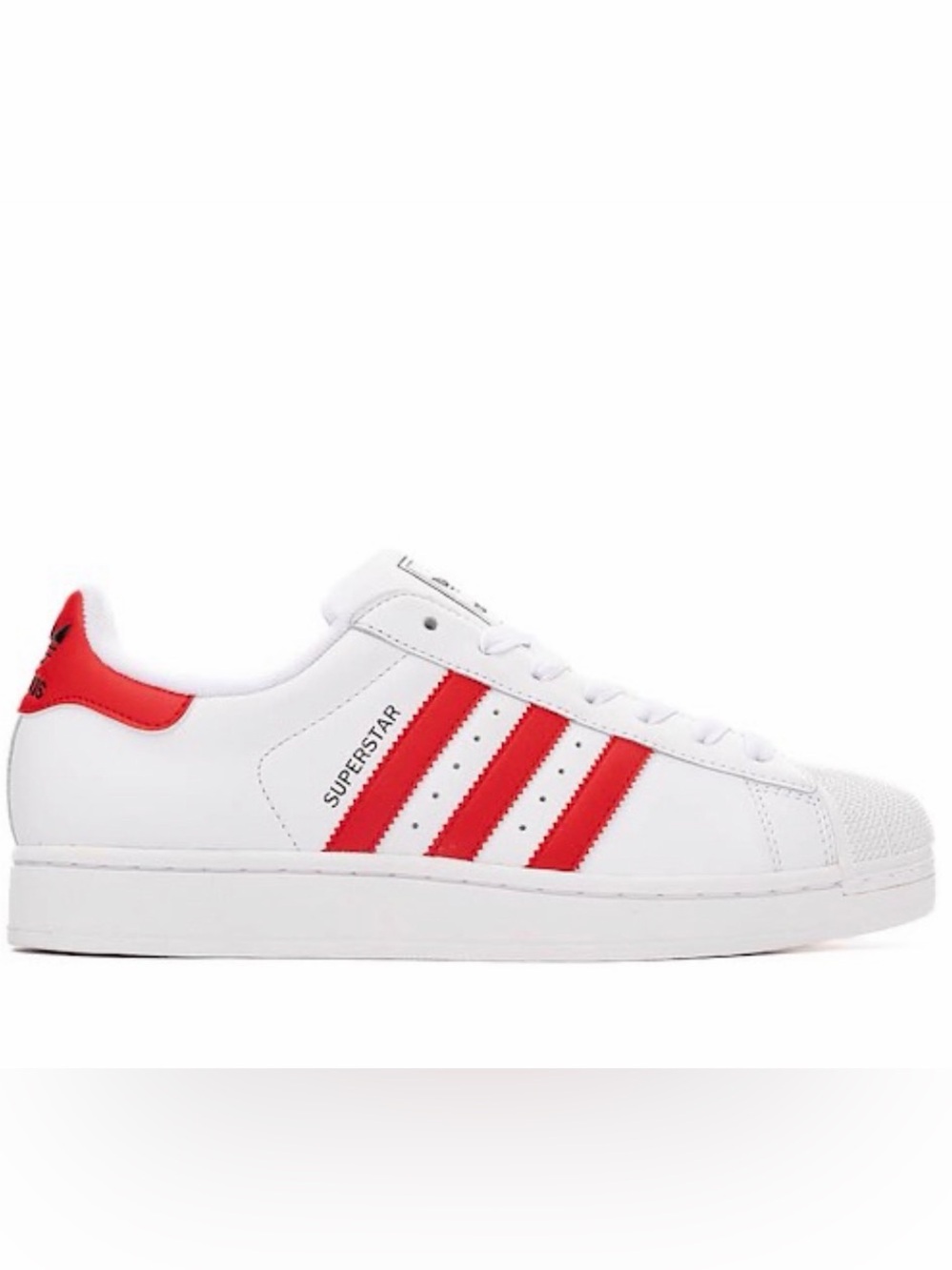 Adidas Men’s Superstar White and Red Leather Sneaker - Picture 1 of 5